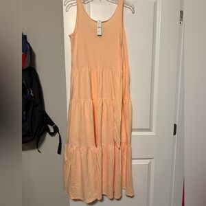 Jcrew Peach Sleeveless Tiered Beach Dress